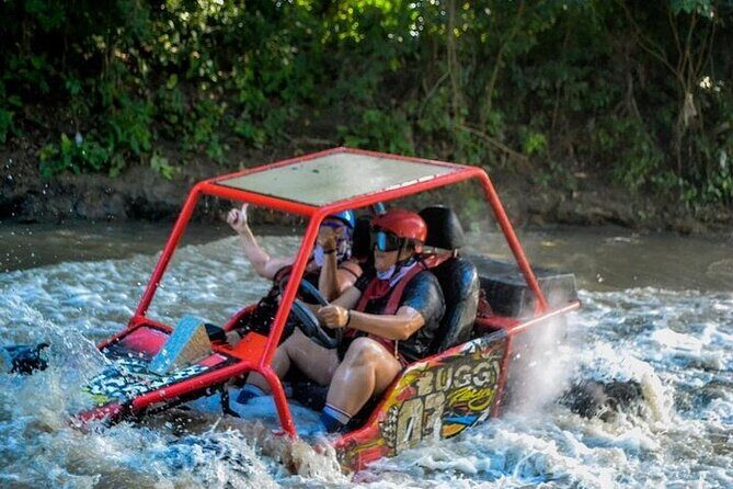 3x1: Monkeyland Waterfalls and Buggy Tour Puerto Plata - Stop 1: Damajagua Waterfalls and the Water-Friendly Gear Included