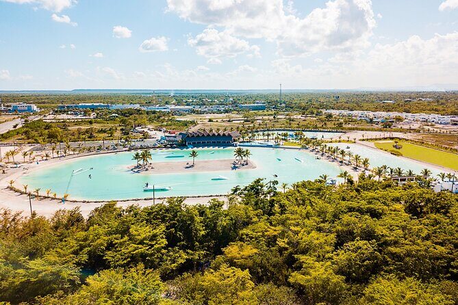 Punta Cana Aqua Karting, Buggy, Adventure Jet Ski and Water Park - Zipline Over Caribbean Lake (200 Meters): One Big Photo Moment