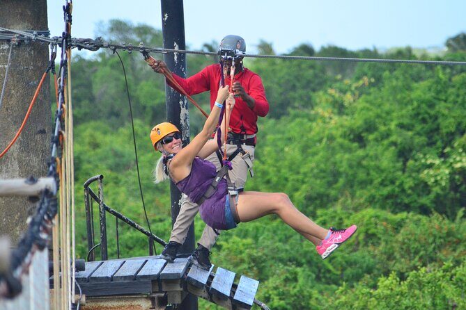 Zipline Mega Splash at Bavaro Adventure Park - Waterfall Pool time: your reward zone